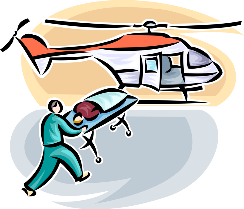 Vector Illustration Of Accident Victim Patient Loaded - Air Ambulance Clip Art (817x700), Png Download