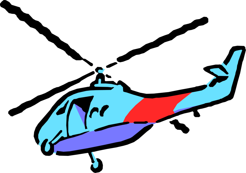 Vector Illustration Of Helicopter Rotorcraft Applies (995x700), Png Download