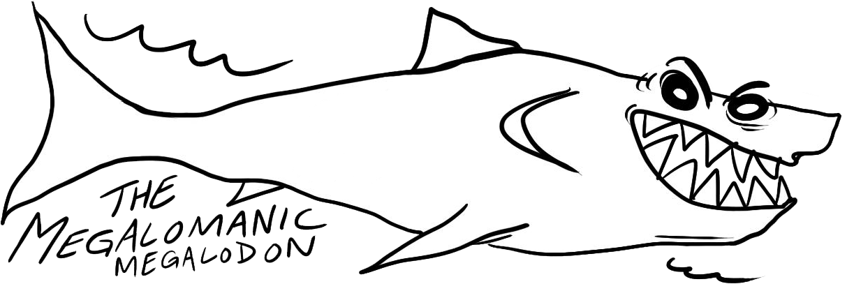 The Megalomanic Megalodon - Line Art (1280x428), Png Download