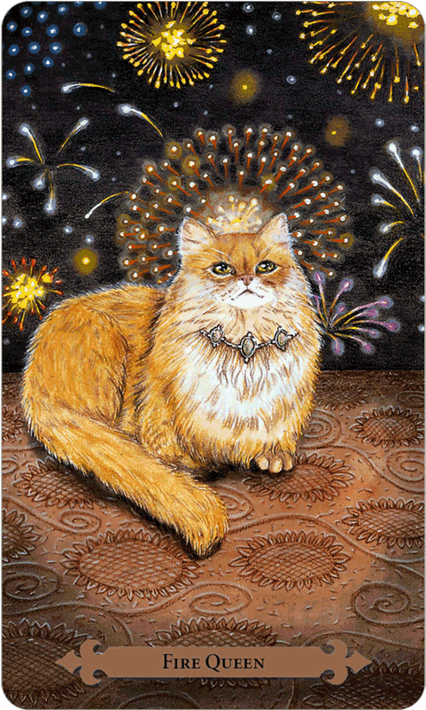 Main Menu Sky Kitten Fire Queen - Mystical Cats Tarot (600x800), Png Download
