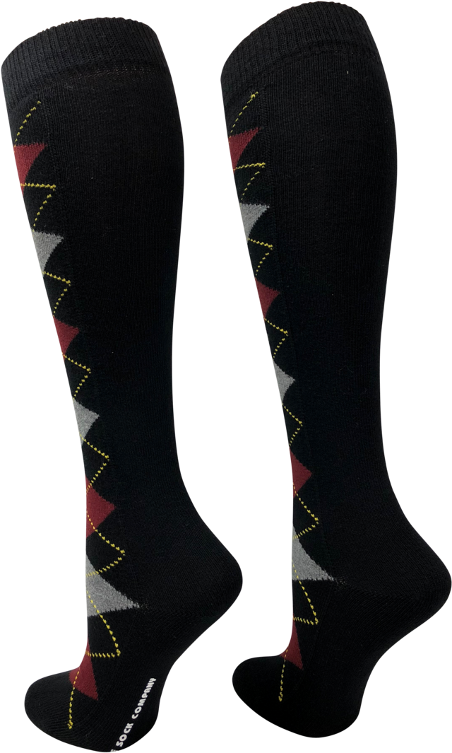 Black Knee High Boot Socks With Argyle Design Love - Sock (900x1200), Png Download