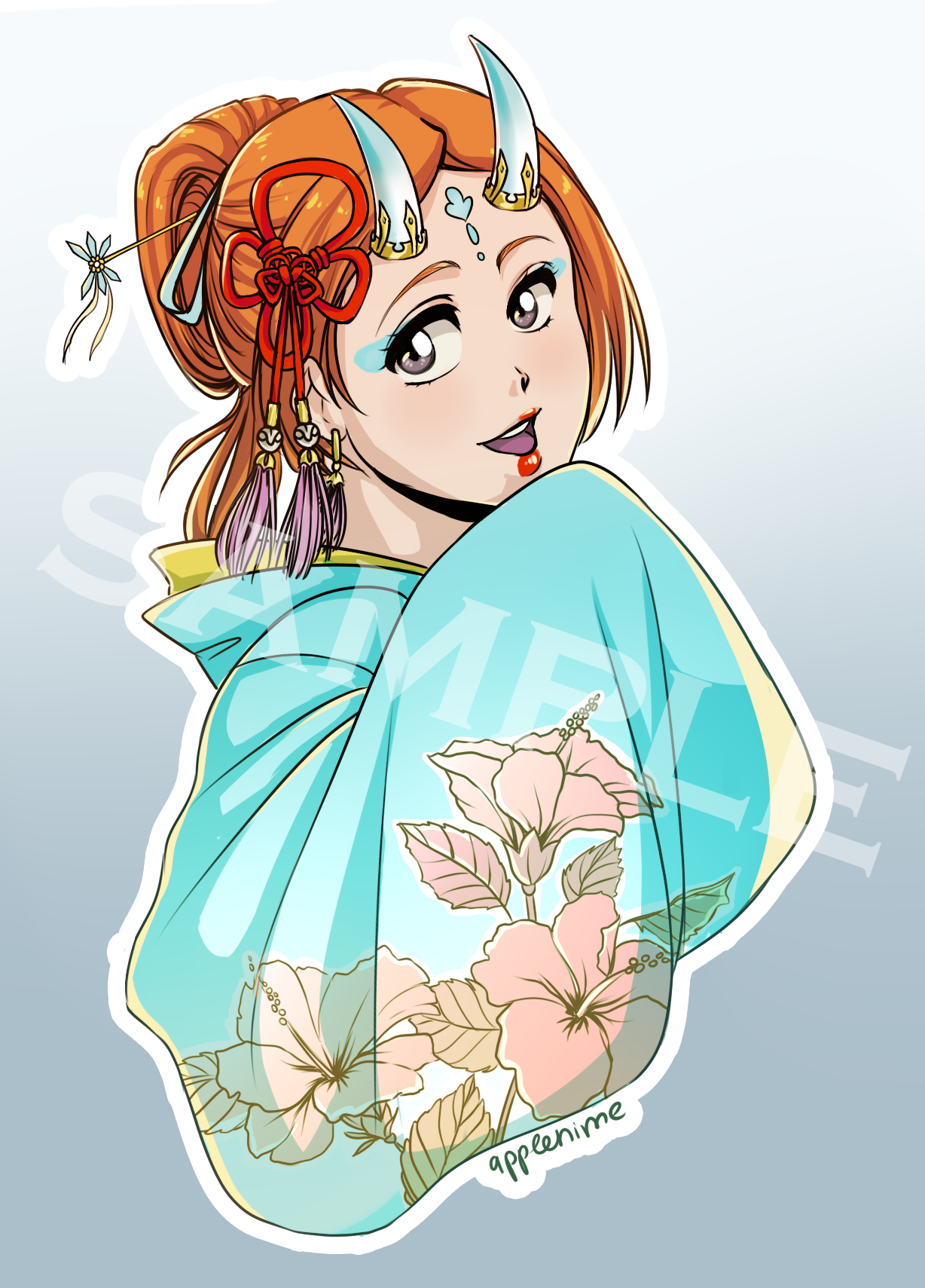 “demon Orihime Sticker Inspired By New Bbs Characters - Cartoon (1228x1709), Png Download