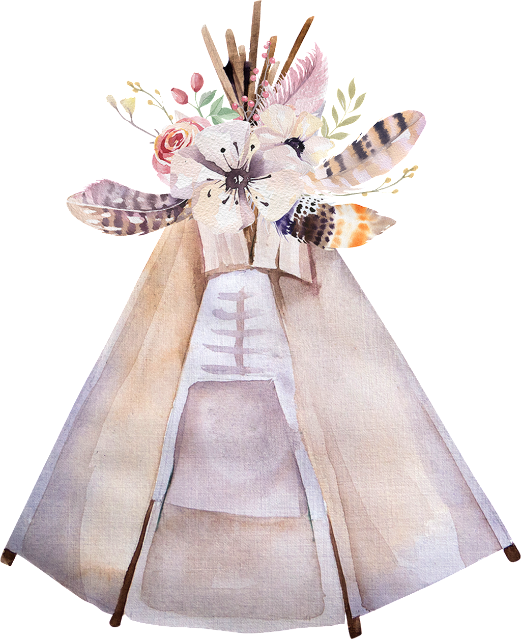 Celebration Tent Cartoon Transparent - Watercolor Tipi (1024x1255), Png Download