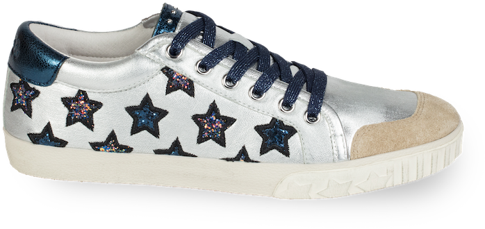 Ash Majestic Star Motif Trainers Silver Leather & Midnight - Ash Footwear Majestic Off White And Chrome Star Trainer (768x768), Png Download