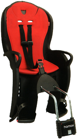 Child Bike Seat - Hamax Kiss Rear Bike Seat - Black/red (900x500), Png Download