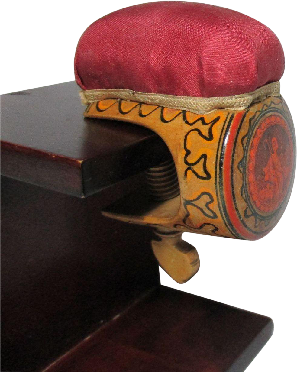 Hand Painted & Carved Tunbridge Pin Cushion Sewing - Pincushion (1230x1230), Png Download