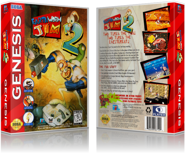 Genesis Earthworm Jim2 Sega Megadrive Replacement Game - Earthworm Jim 2 Sega Genesis Gen (800x650), Png Download