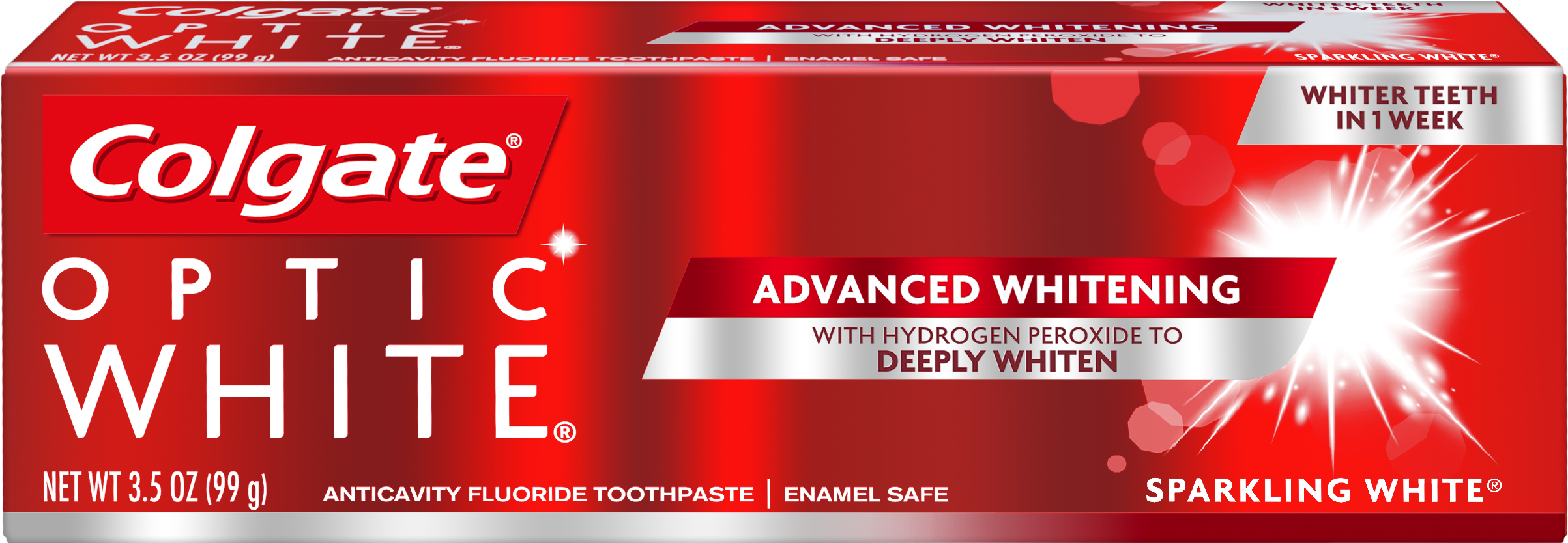 Colgate Optic White Whitening Toothpaste, Sparkling - Colgate Optic White Toothpaste (2500x2500), Png Download