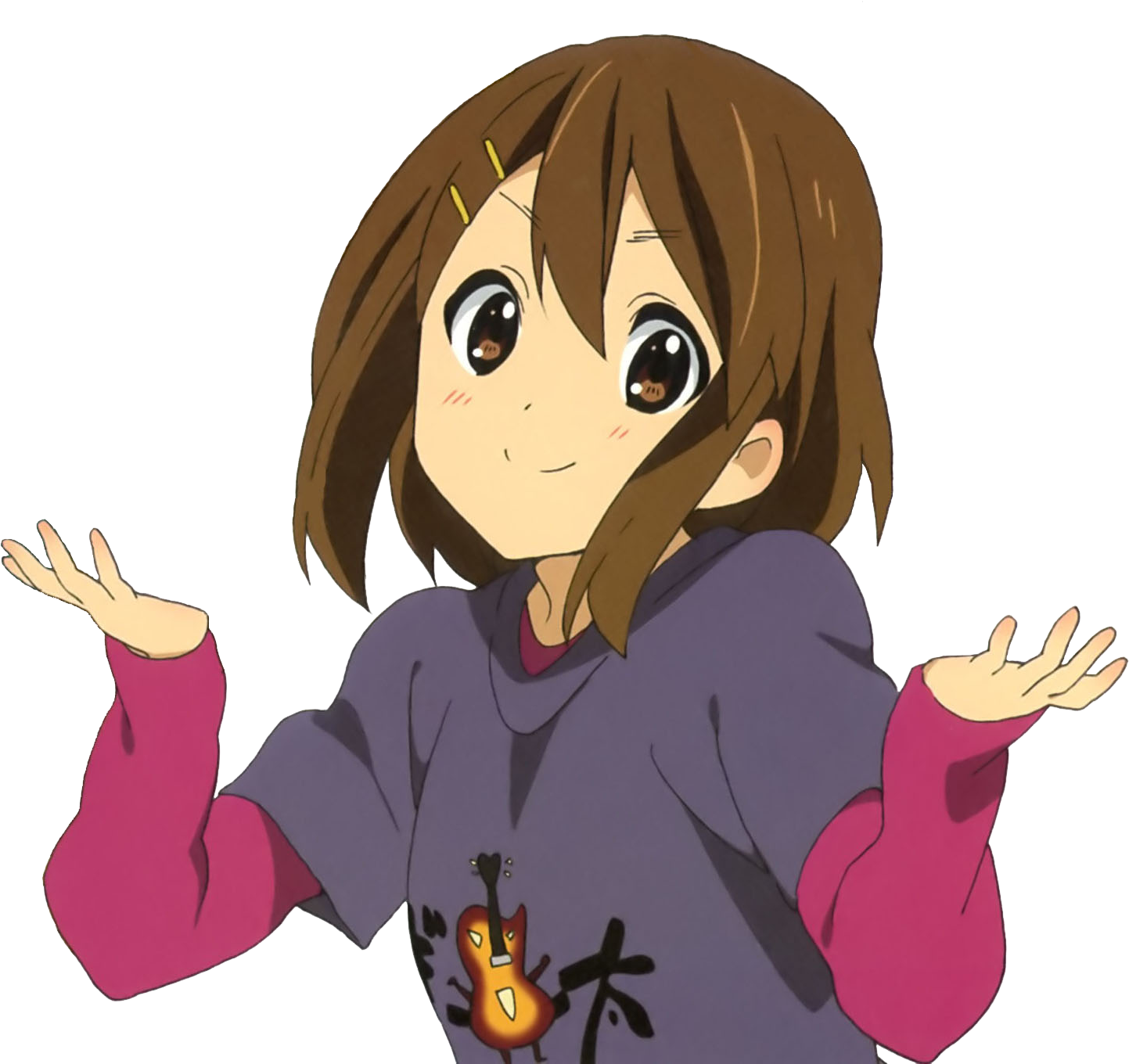 Shrug Yui Hirasawa Mio Akiyama K-on Anime - Yui Shrug (1443x1360), Png Download