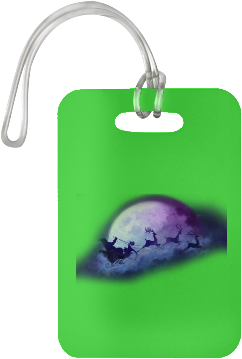 Silent Night Luggage Bag Tag - Christmas Santa Claus Night Sky Rides (1155x1155), Png Download