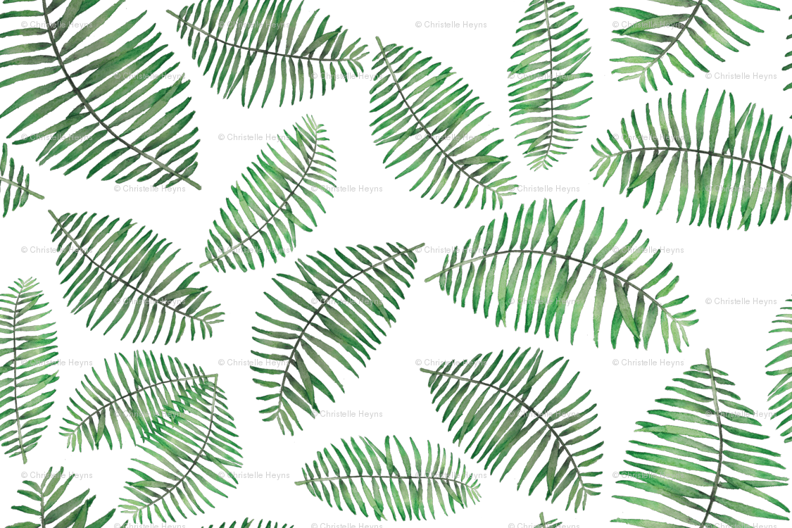 Palm Leaves Random Pattern On White Fabric - Spoonflower, Inc. (1125x750), Png Download