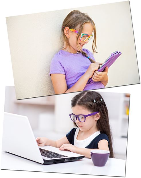 Kids Blue Light Blocking Computer Glasses - Purple Kids Glasses (500x623), Png Download