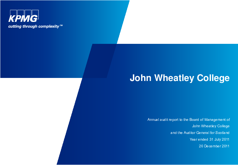 John Wheatley College Annual Audit 2010/11 - Kpmg Cutting Through Complexity Invisible Background (842x595), Png Download