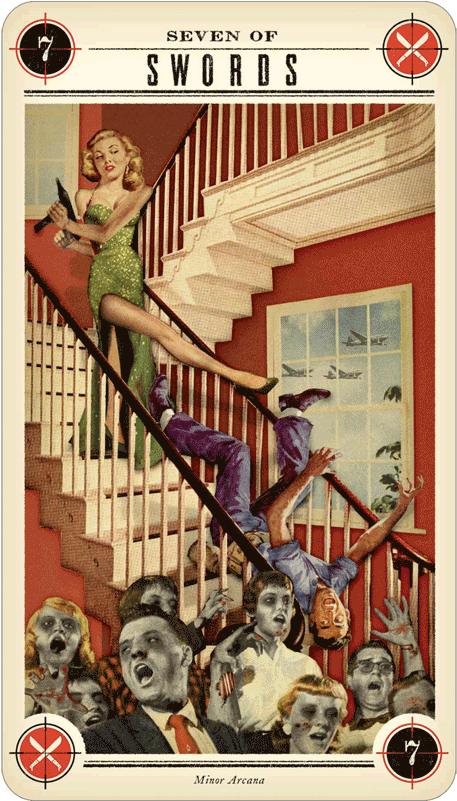 Main Menu Seven Of Swords - Zombie Tarot Seven Of Swords (600x800), Png Download