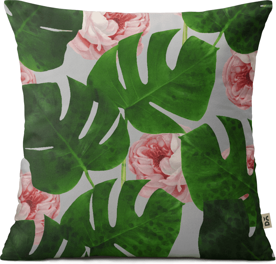 Dailyobjects Monstera And Rose Pattern 12" Cushion - Monstera & Rose Pattern #society6 #decor #buyart (940x900), Png Download