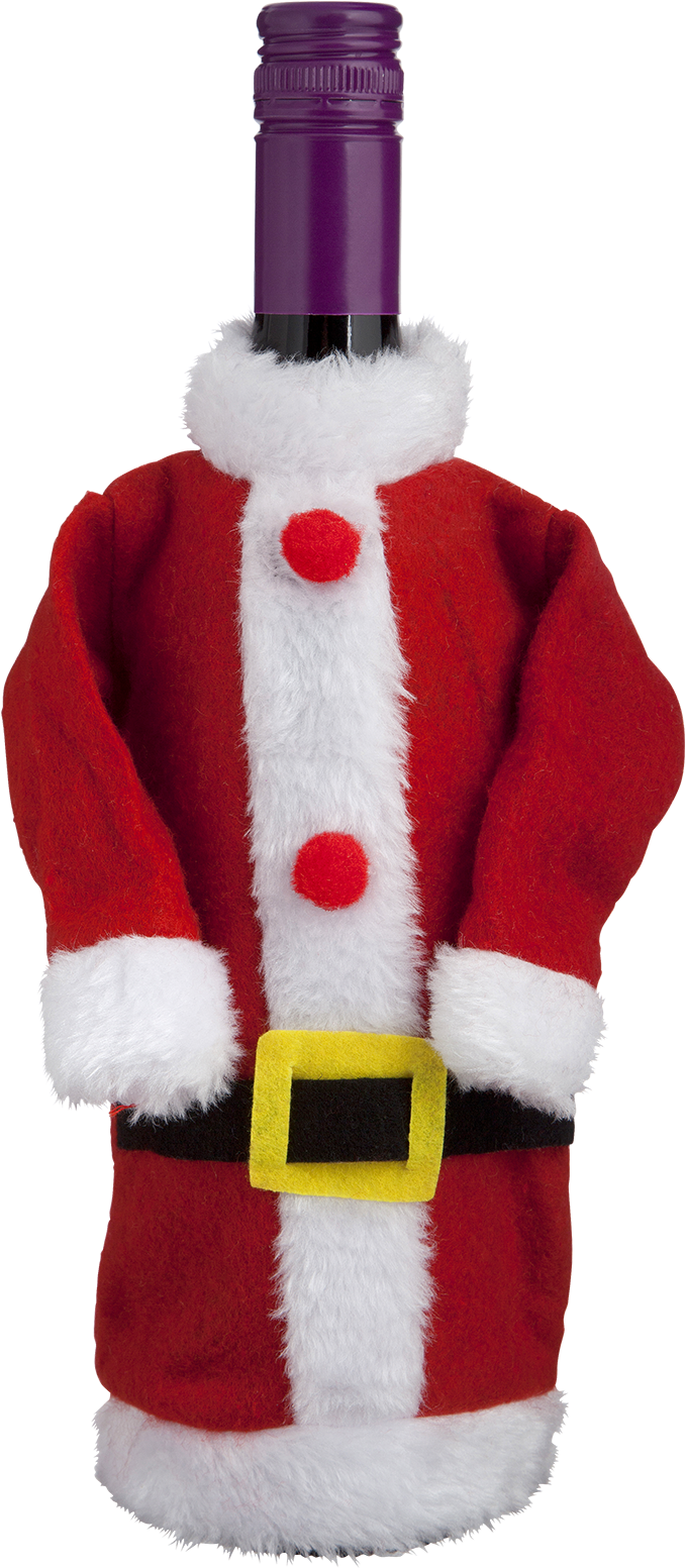 Santa Suit For Wine - Fur Clothing (737x1612), Png Download
