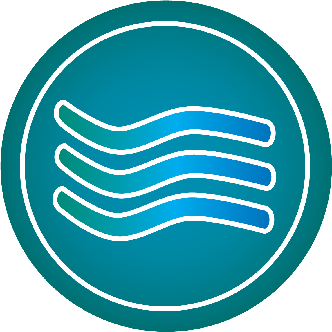 Three Wavy Lines - Circle (1342x1275), Png Download