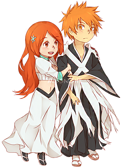 Ichigo X Orihime - Ichigo X Orihime Bleach Fanart (540x582), Png Download