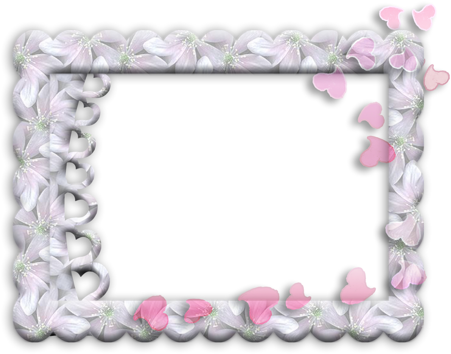 Marco Rectangular Con Bordes De Flores - Picture Frame (1600x1310), Png Download