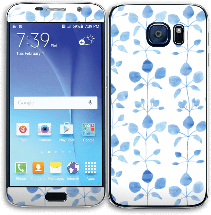 Flores Azules - New Samsung Galaxy S6 Sm-g920t 64gb (785x800), Png Download