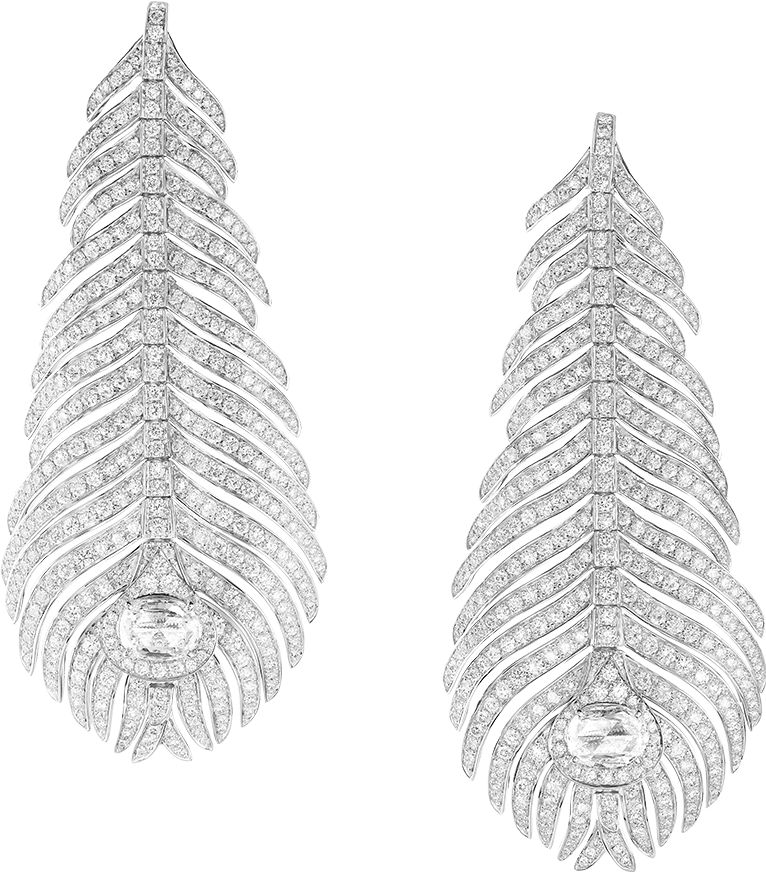 Plume De Paon Pendant Earrings - Boucheron (960x960), Png Download