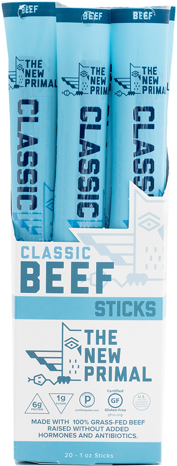 Classic Meat Sticks - New Primal Grass-fed Spicy Beef Sticks (gluten-free, (1000x1000), Png Download