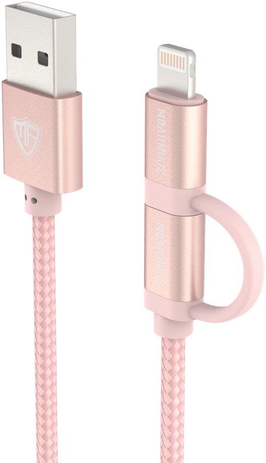 2 In 1 Braided Lightning And Micro Usb Cable - Moarmouz (1024x1024), Png Download