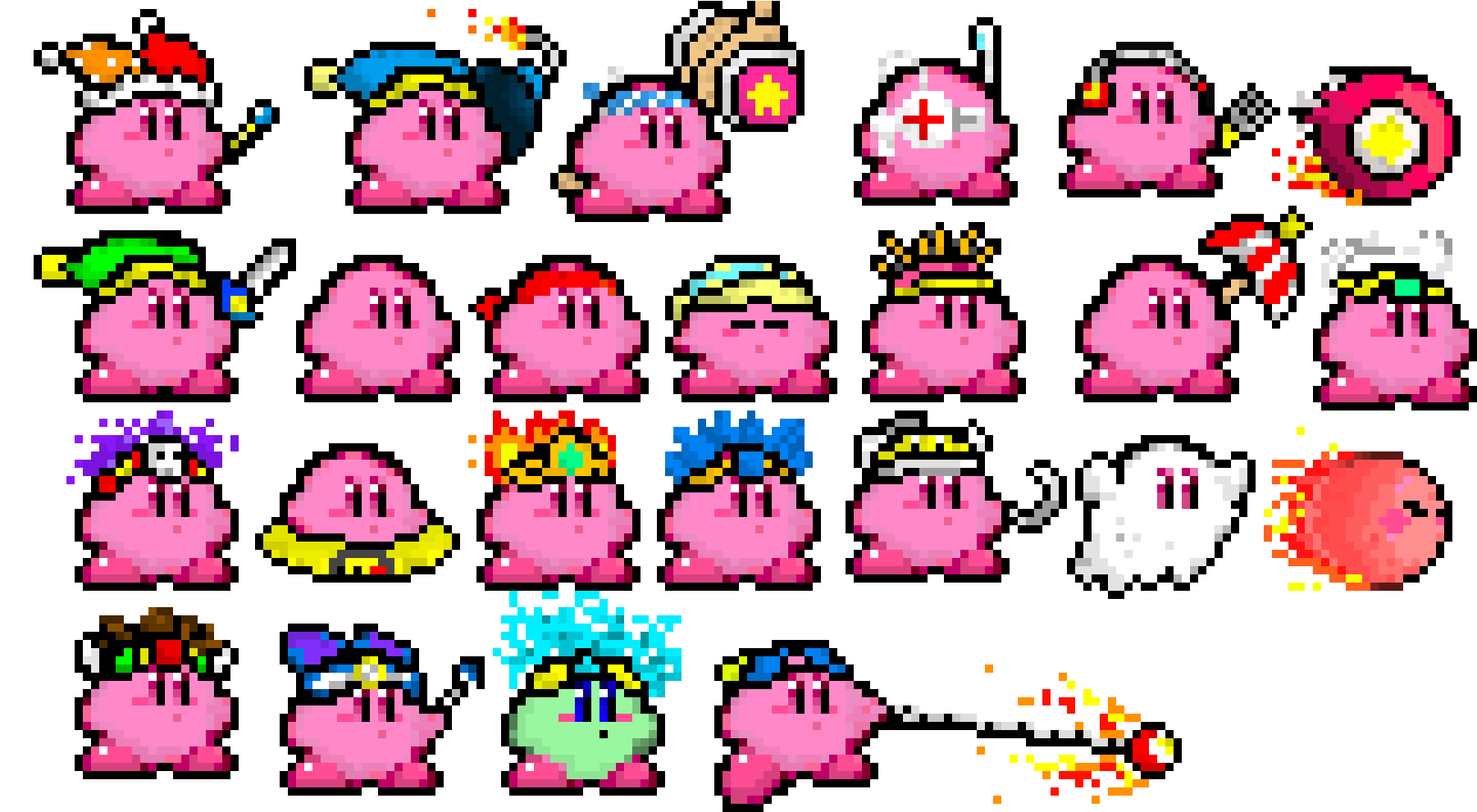 Kirby Updated Sprites - Sprite Kirby Pixel Art (1840x1020), Png Download