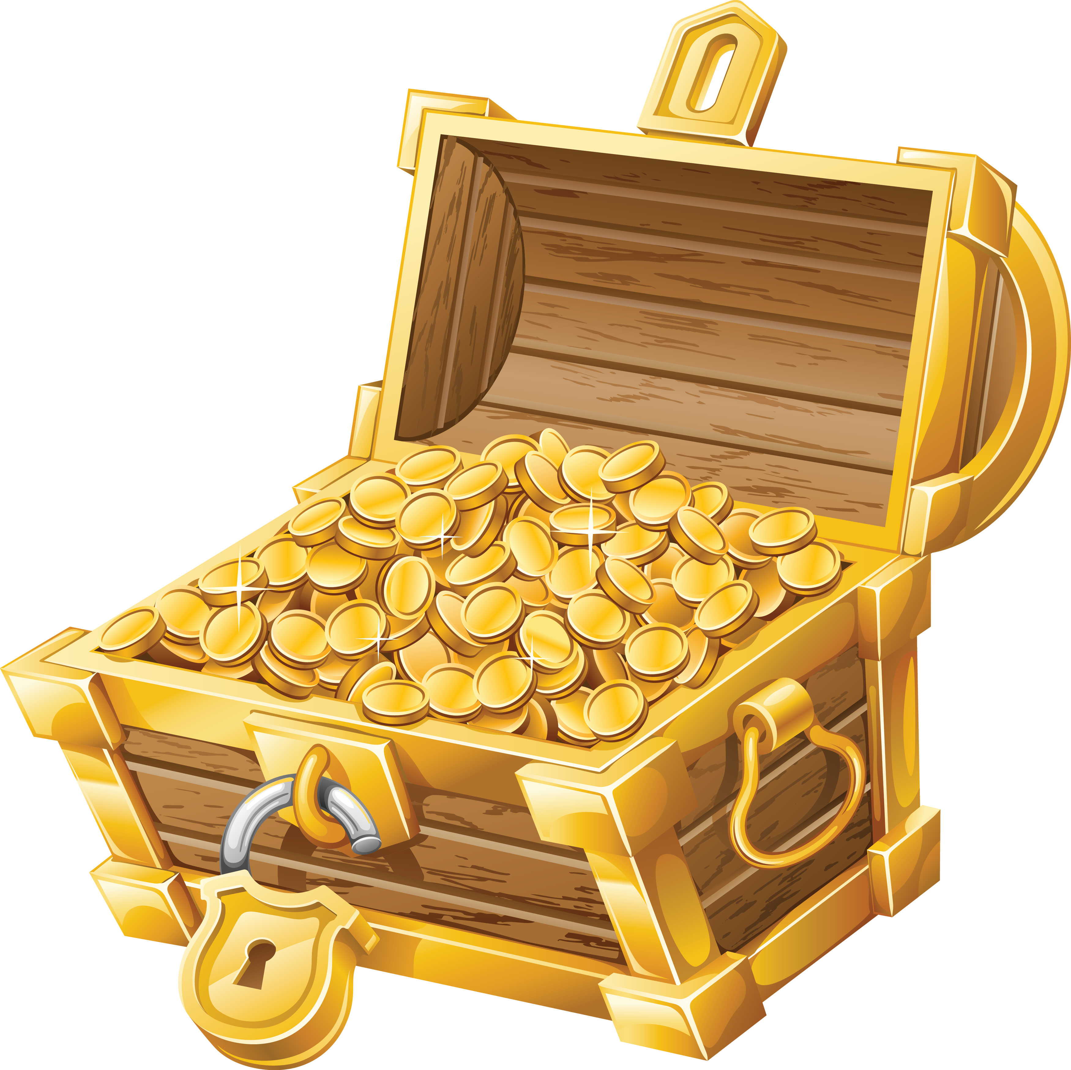 Coins In Chest (3500x3498), Png Download