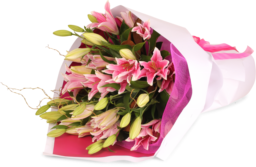 Ivy Lane Flowers & Gifts - Oriental Lily Bouquet (900x589), Png Download