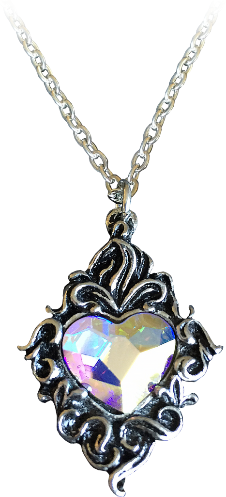 Crystal Heart - Transparent Purple Crystal Necklace (490x1024), Png Download
