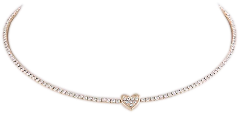 Crystal Heart Collar Necklace - Necklace (494x744), Png Download