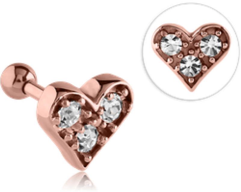 Rose Gold Plate White Crystals Heart - Gold (800x800), Png Download
