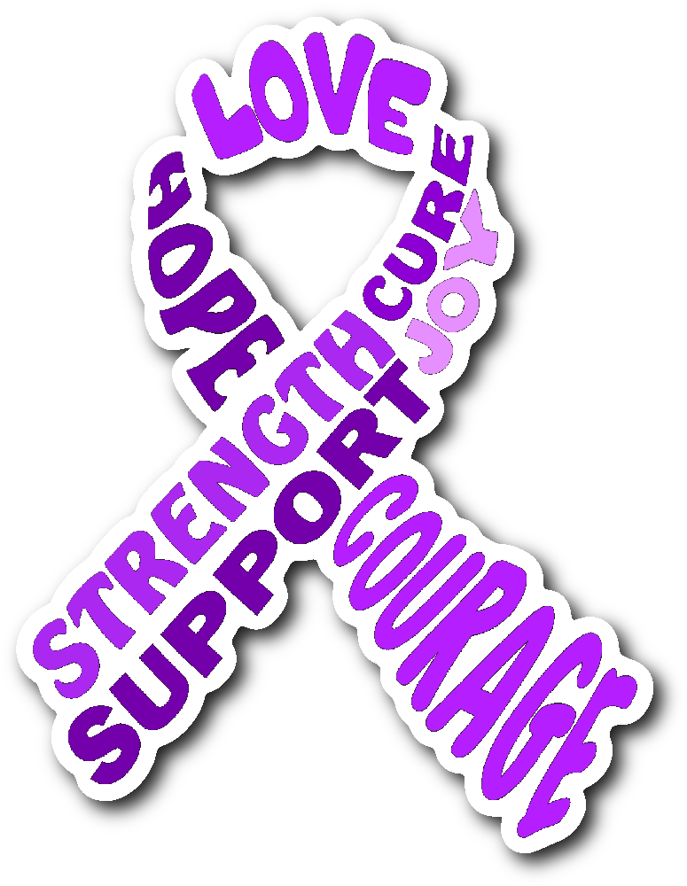 Purple Awareness Ribbon With Words Sticker - Red Awareness Ribbon (1064x1064), Png Download