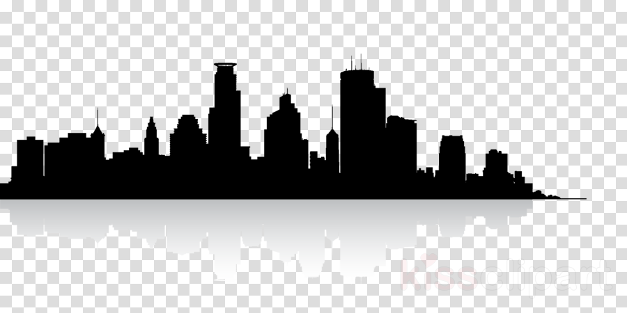 Black And White Minneapolis Skyline Clipart Minneapolis (900x450), Png Download