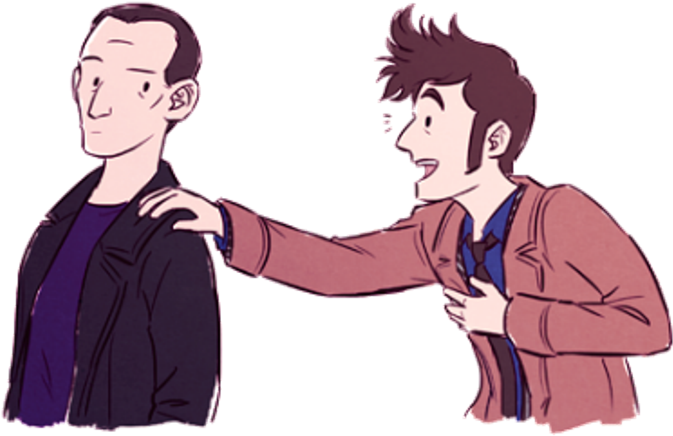Ninth Doctor And Tenth Doctor - 10th Doctor Fan Art (1000x638), Png Download