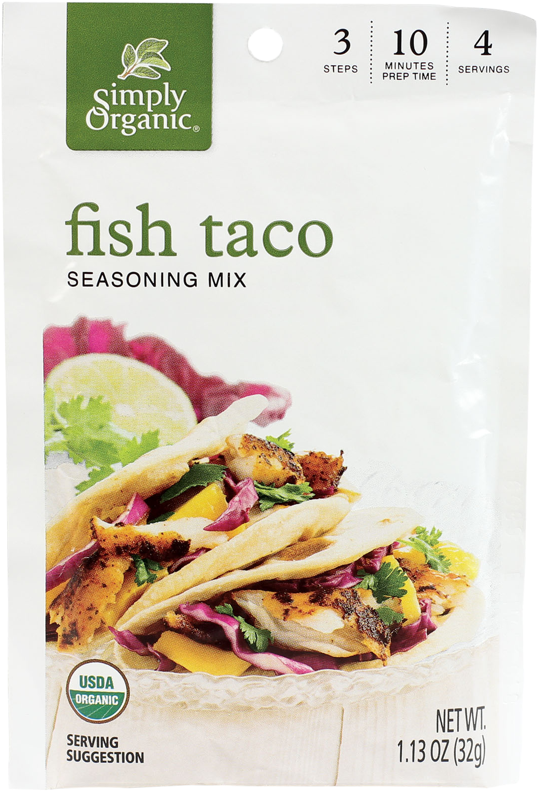 High Res - Simply Organic Seasoning Mix - Fish Taco - Pack (1254x1800), Png Download