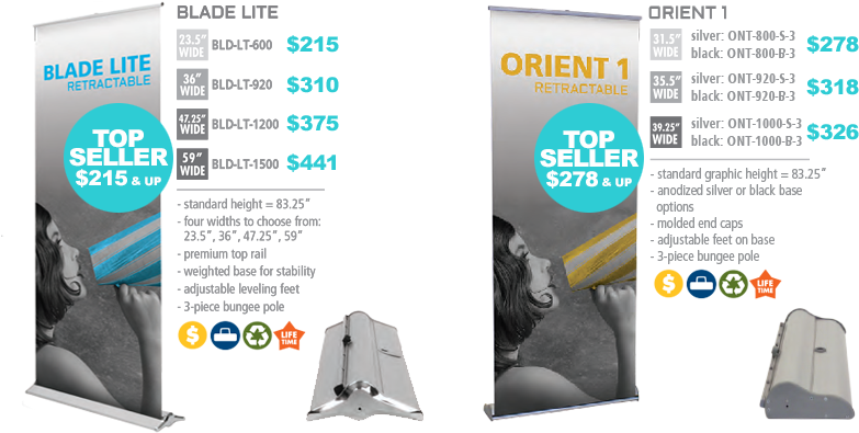 Retractable Banner Stands Top Sellers - 32in Blade Lite 800 Retractable Banner Stand (940x396), Png Download