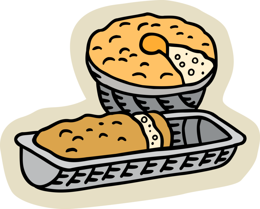 Vector Illustration Of Fresh Baked Cake And Sweet Bread - Clip Art (870x700), Png Download