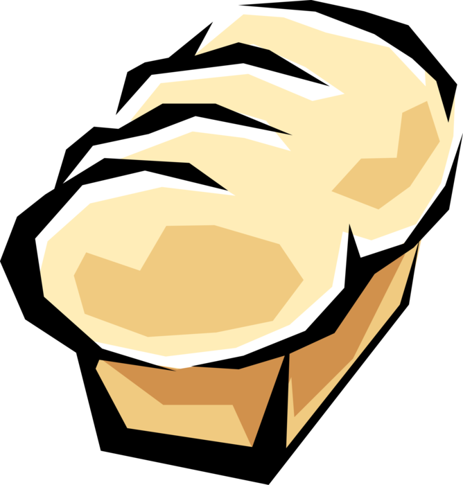 Vector Illustration Of Loaf Of Baked White Bread (668x700), Png Download
