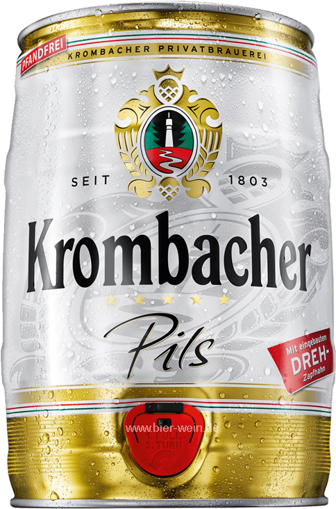 Krombacher Pilsener German Beer Keg 5000 Ml / 500 Cl - Krombacher 5l Fass (534x800), Png Download