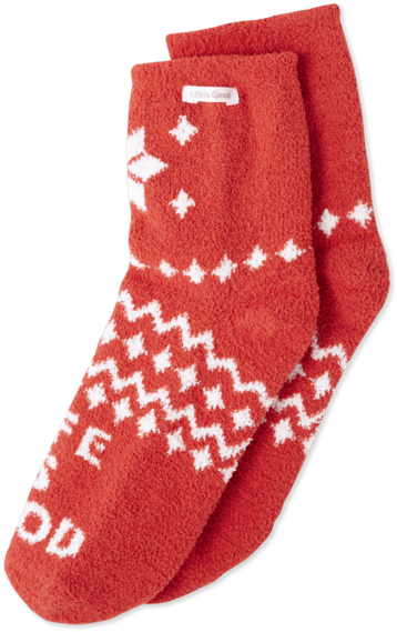 Snowflake Pattern Plush Snuggle Sock - Life Is Good Women's Snowflake Pattern Plush Snuggle (570x570), Png Download
