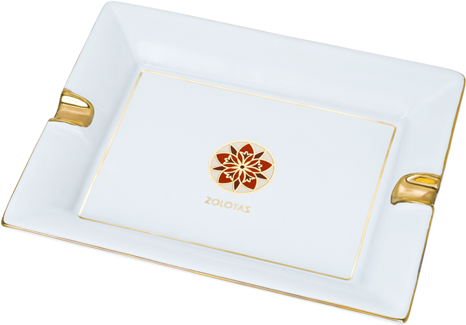 Large "centaurea" Porcelain Ashtray With Gold Border - Serving Tray (1000x1000), Png Download