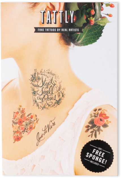 Floral Set - Tattly Temporary Tattoos Floral Set, 1 Ounce (690x690), Png Download