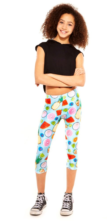 Terez "tropical Fruits Capri Leggings" - Girl (492x758), Png Download