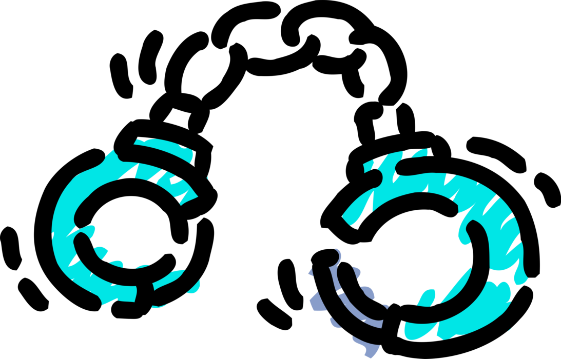 Handcuffs Physical Restraint Vector Image Illustration - Handcuffs (1093x700), Png Download