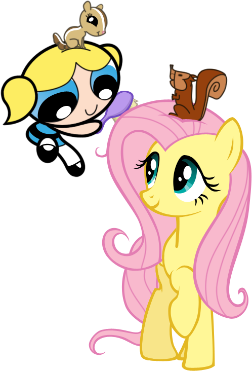 , Flutterbubbles ) - Fluttershy And Bubbles (498x732), Png Download