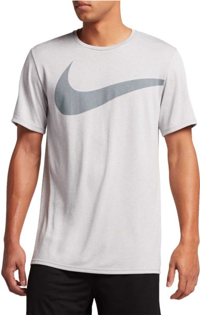Nike Men's Dry Breathe Graphic Off White/grey T Shirt - Nike Breathe Swoosh Kortermet Treningstrøye For Herre (640x620), Png Download