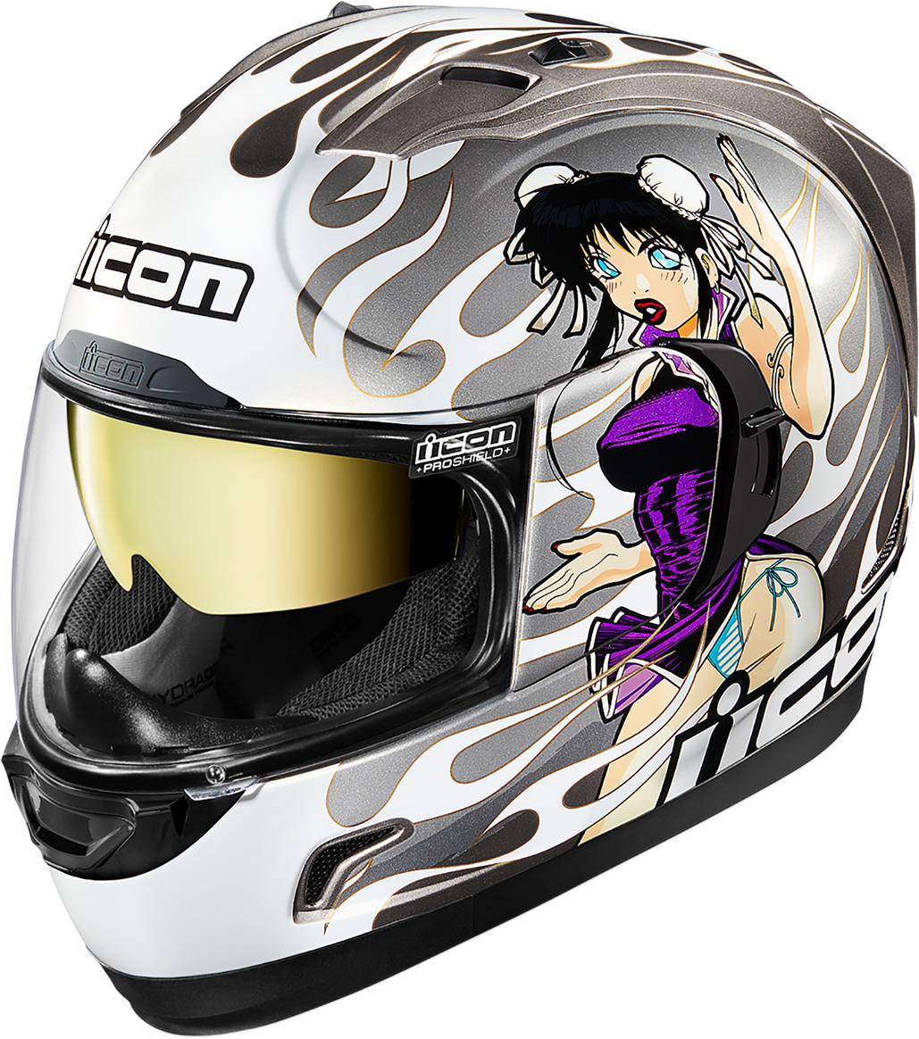 Icon Alliance Gt Silver Dl18 Fullface Motorcycle Riding (1029x1164), Png Download