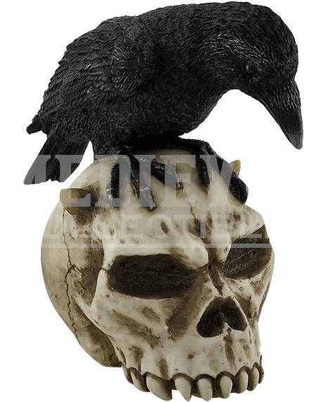 Crow On Devil Skull - Verones 4.75" Crow On Devil Skull Horned Satan Lucifer (584x584), Png Download